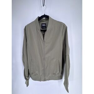Zara DNWR Bomber Jacket Womens Medium Olive Green Lightweight